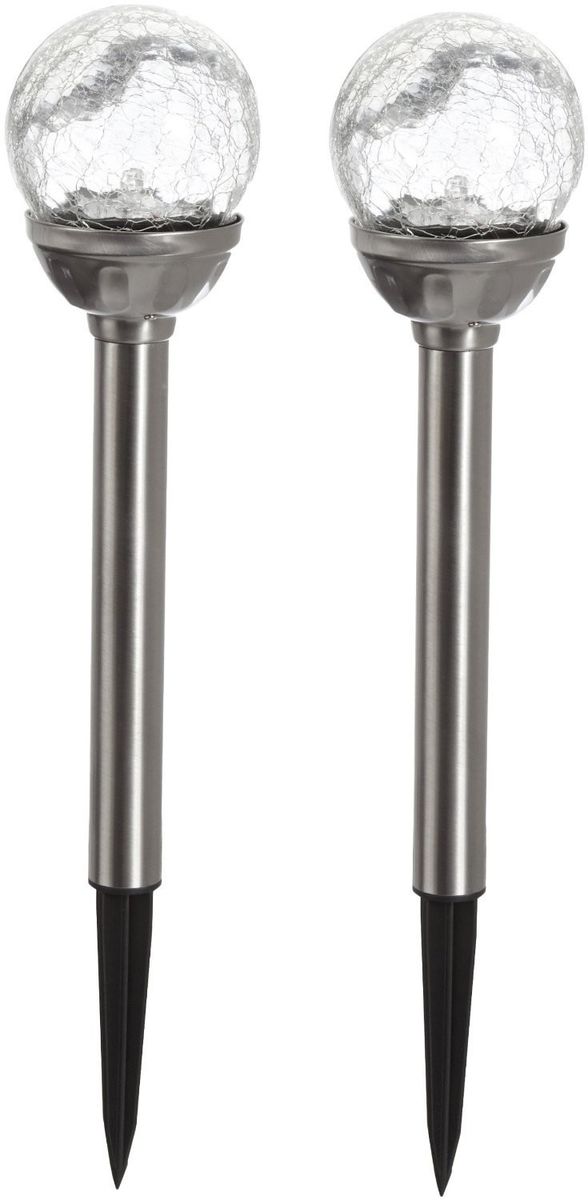 Set 2 Lampes Solaires En Inox Avec Boules Verre