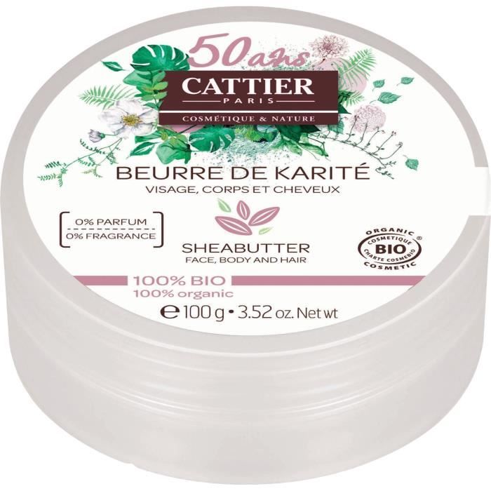 Cattier Beurre De Karite Visage, Corps Et Cheveux Bio 100 G - Pot 100 G