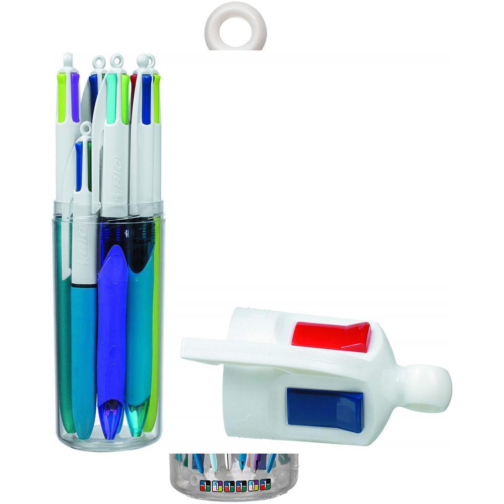 Bic 4 Couleurs Stylos-bille Retractables A Pointe Moyenne (10 Mm) - Pot A Stylos De 6