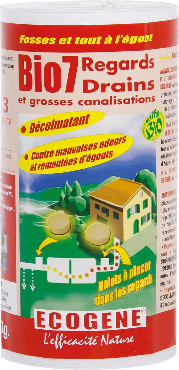 Bio 7 - Galets entretien canalisations - Drains Ecogene - Seau 3 galets