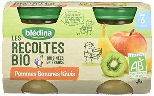 Bledina Les Recoltes Bio Pot Compote Pommes Bananes Kiwi 6m 2 X 130g