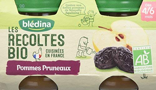 Bledina Les Recoltes Bio Pot Compote Pommes Pruneaux +4m 2 X 130g