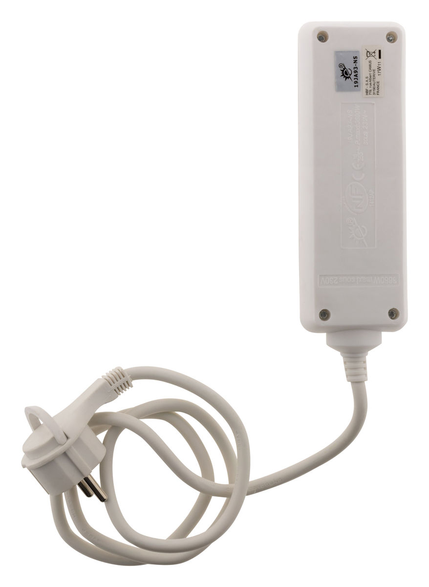 Bloc Multiprises Blanc 3 Prises 16a Fiche Extraplate Cable 1m Interieur