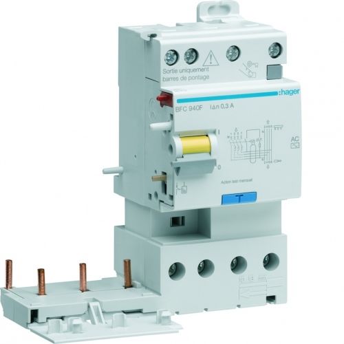 Hager bloc differentiel double sortie 3P+N 25A 30mA type AC BDC925F