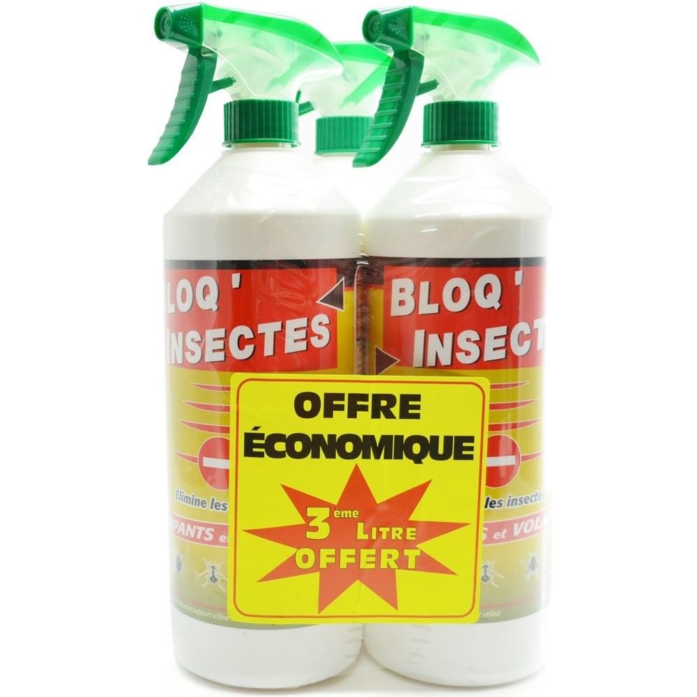 Bloqinsect Anti Mouche Anti Cafards Et Autres Insectes - Barrage Aux Insectes Lot De 3 X 1 L - Anti Fourmis Et Insect