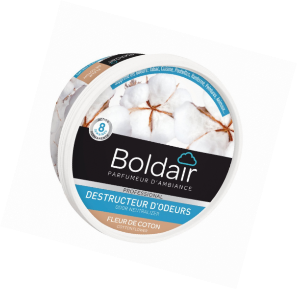 Boldair - Gel Destructeur D'odeur Fleur De Coton - Neutralise Les Odeurs - Parfume- Duree 8 Semaines - 300g - Fabrication Francaise