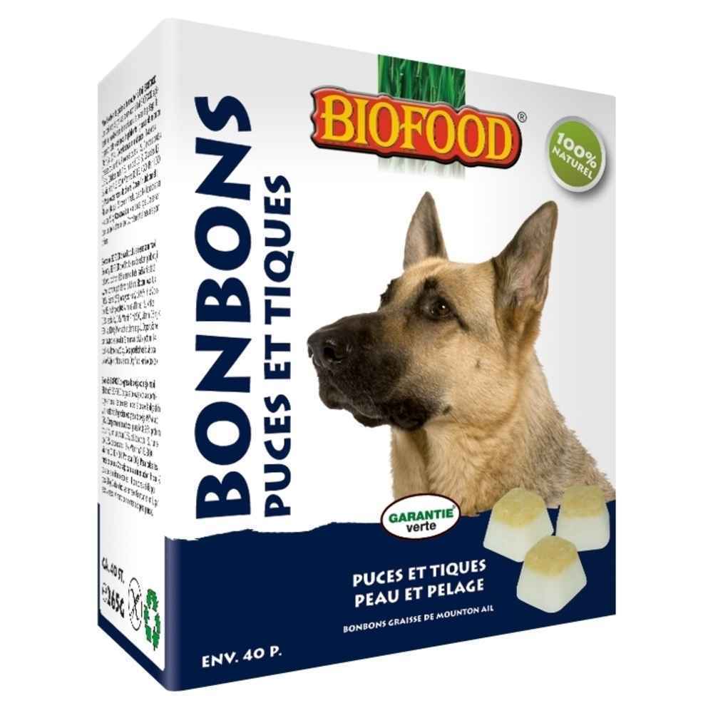 Bonbons Maxi Puces et Tiques a l'Ail pour Chiens - Biofood - x40