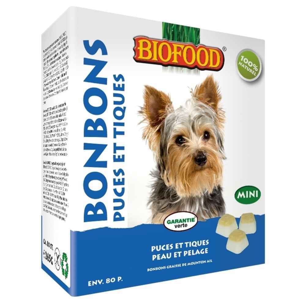 Bonbons Mini Puces et Tiques a l'Ail pour Chiens - Biofood - x80
