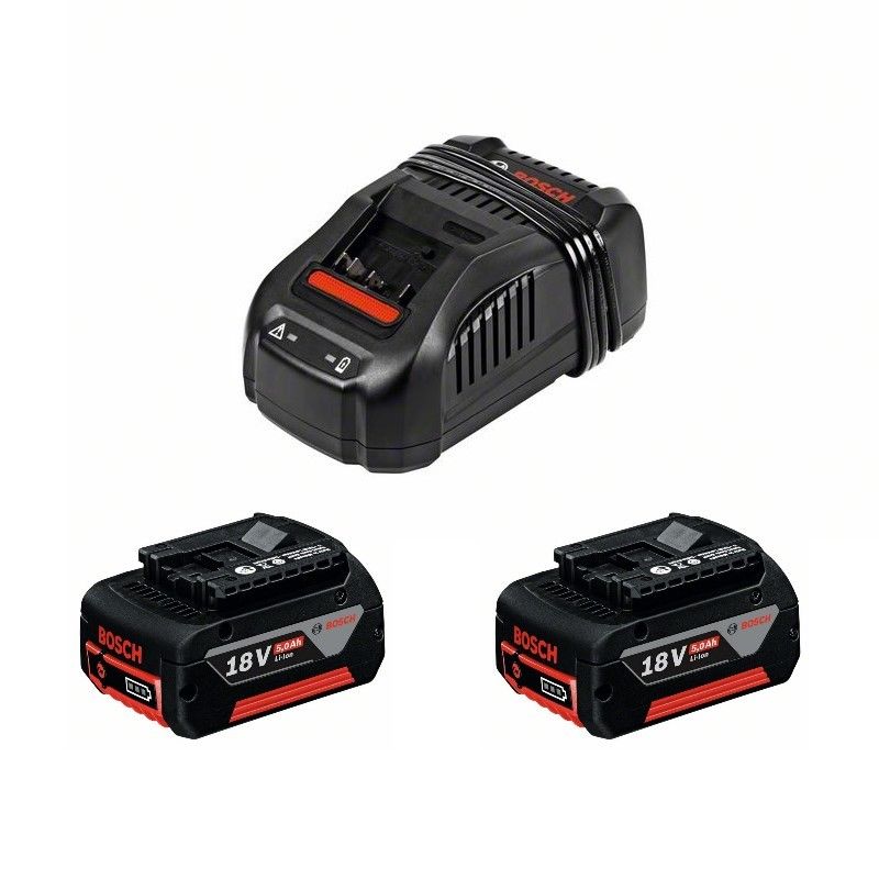 Bosch Chargeur Set de base : GAL 1880 CV + 2 batteries GBA 18 V 5,0 Ah