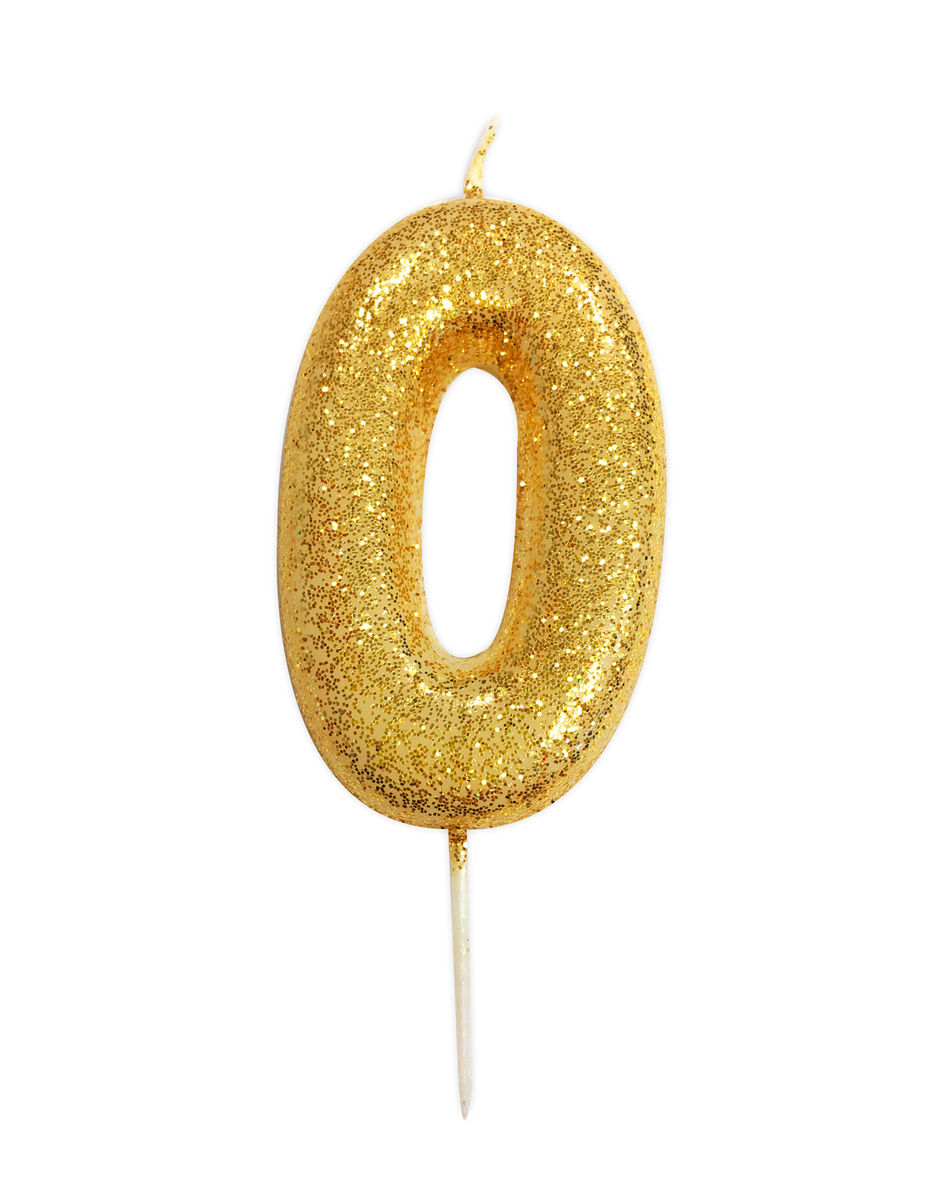 BOUGIE OR PAILLETTÉ CHIFFRE 0