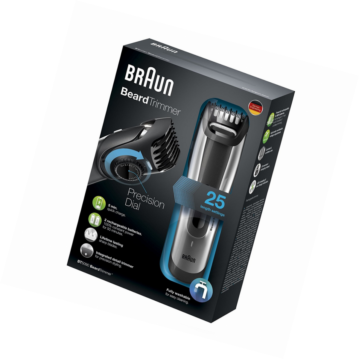 Braun Bt5090 Tondeuse Barbe Homme Avec Dents Espacees De 0;5 Mm