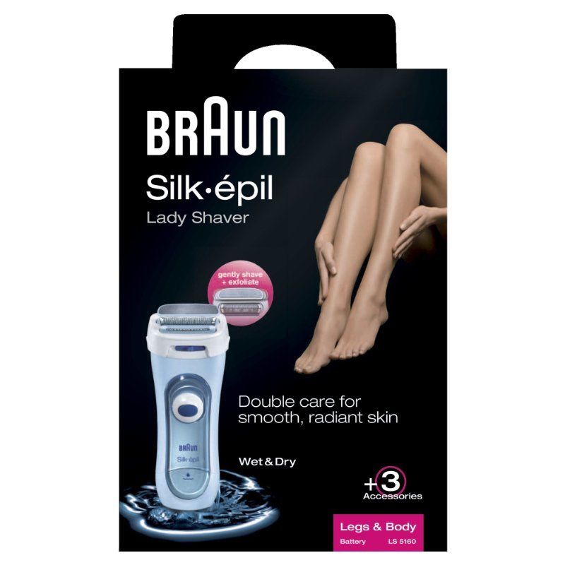 Rasoir Feminin Braun Silk & Soft Ls5160 - Bleu - Tondeuse Maillot 2 Tailles - Double Care