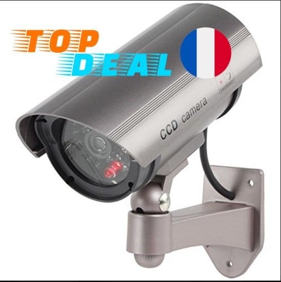 Camera Surveillance Securite Fausse Exterieur Factice 30 LED Rouge Clignotan