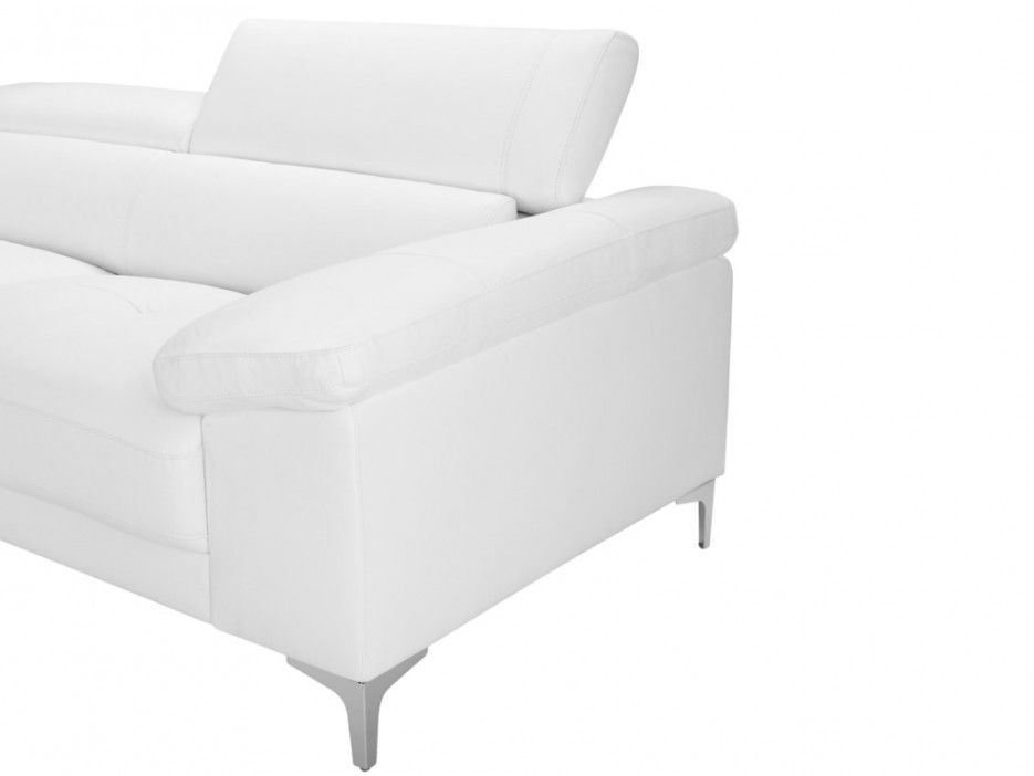 Canape 2 Places En Cuir Solange Blanc Style Contemporain Tetieres Relax Multipositions