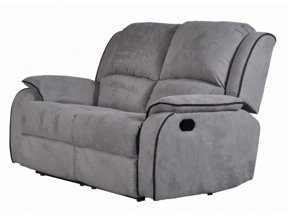 Canape 2 Places Relax En Microfibre Vente Unique Hernani Gris Classique