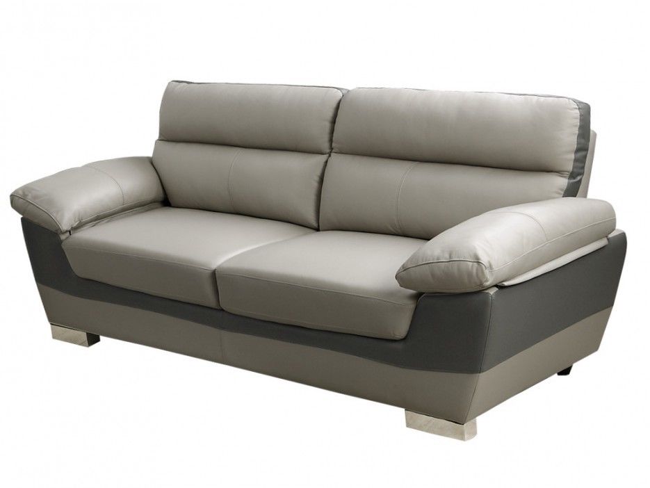 Canape 3 places en cuir FRANCESCA Bicolore anthracite et gris