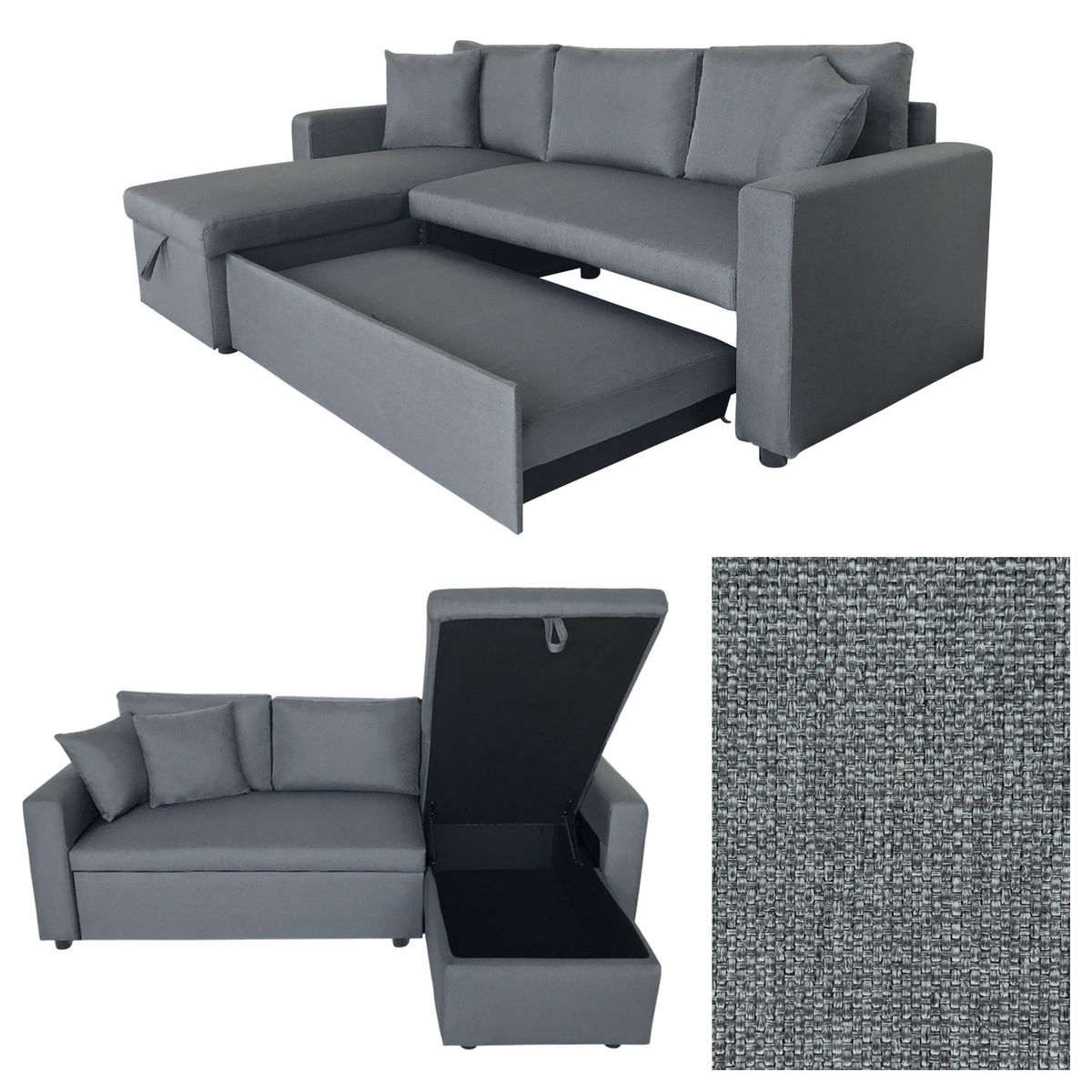Canape Dangle Convertible Clark 3 Places Gris