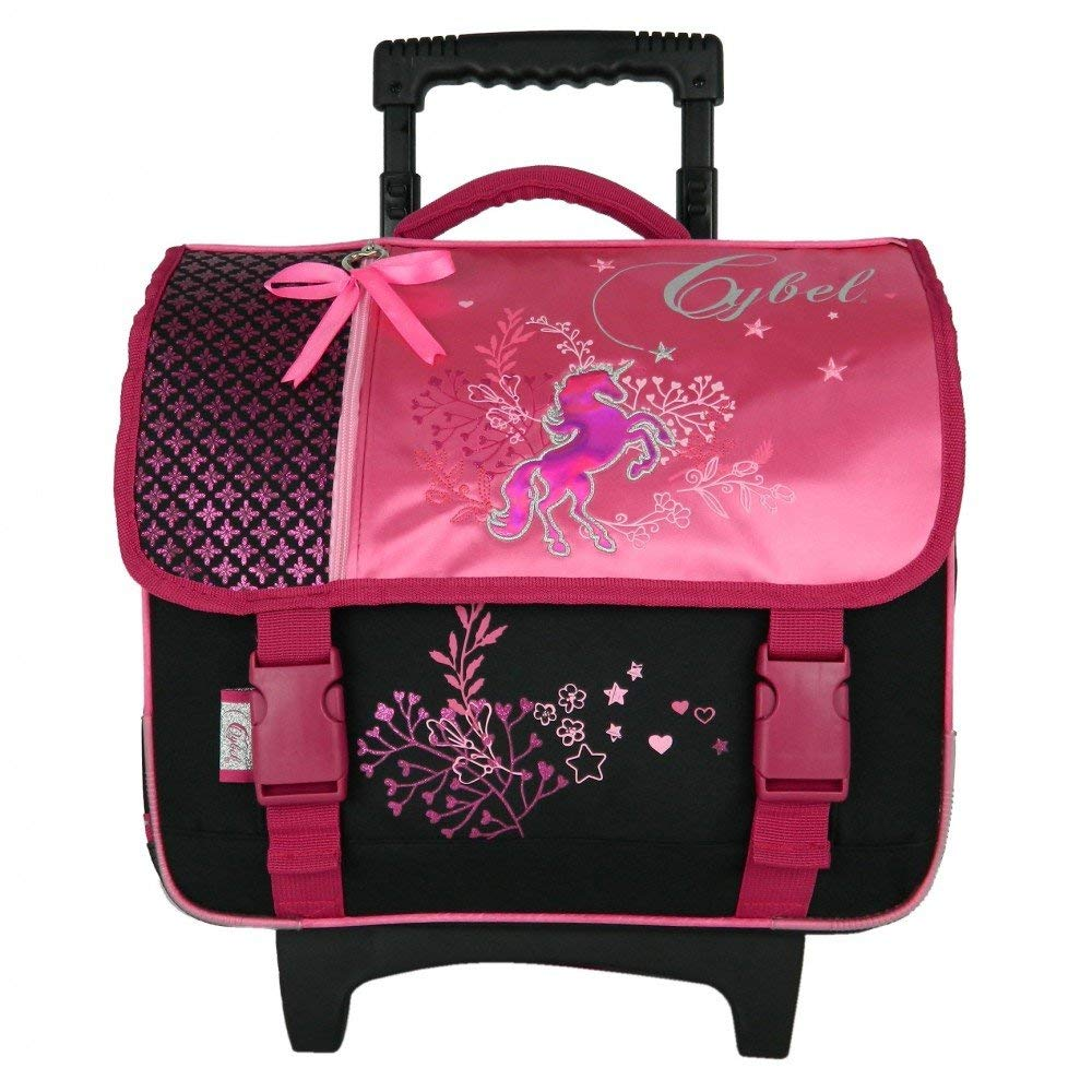 Cybel Cartable A Roulettes 38 Cm 2 Compartiments 1 Poche Rose Enfant