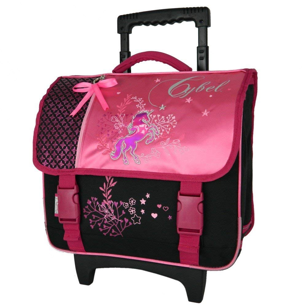Cybel Cartable A Roulettes 38 Cm 2 Compartiments 1 Poche Rose Enfant