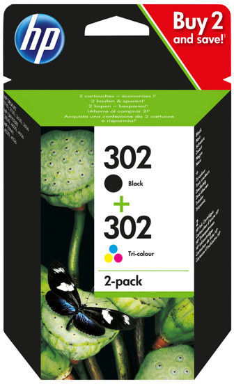 Hp 302 Pack De 2 Cartouches Dencre Noire Et Trois Couleurs Authentiques X4d37ae Pour Hp Deskjet 21303630 Et Hp Officejet 3830