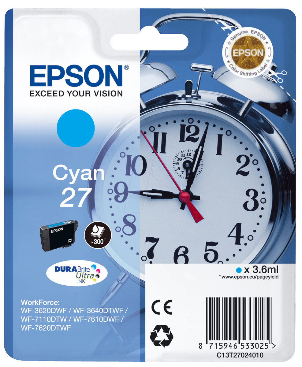 Epson 27 (c13t27024012) - Cyan - Cartouche D'encre