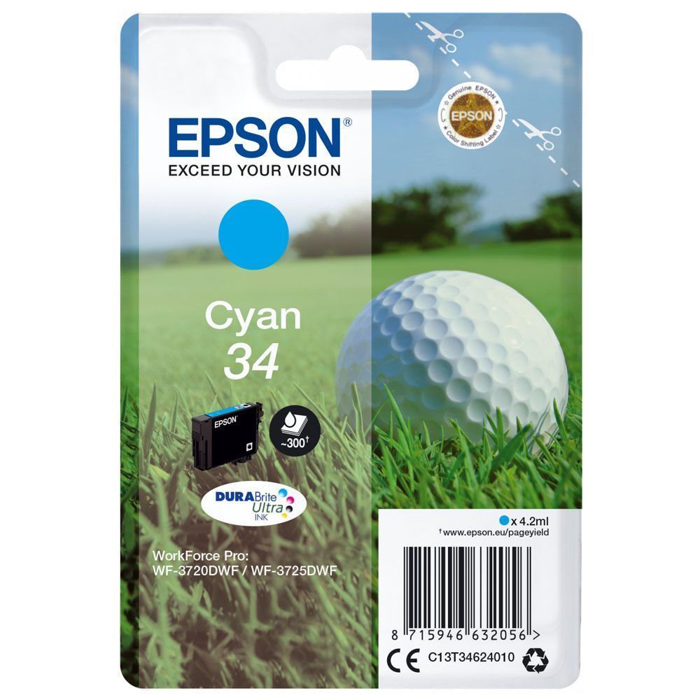 Epson 34 Glof Ball Cartouche D'encre Originale C13t34624010 - Cyan