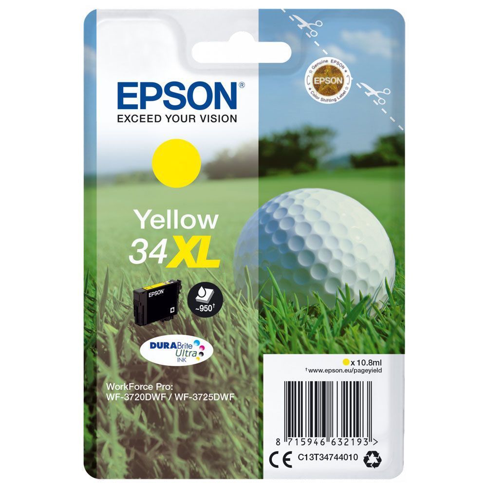 Epson 34 Xl Golf Cartouche Dencre Originale Grande Capacite C13t34744010 Jaune