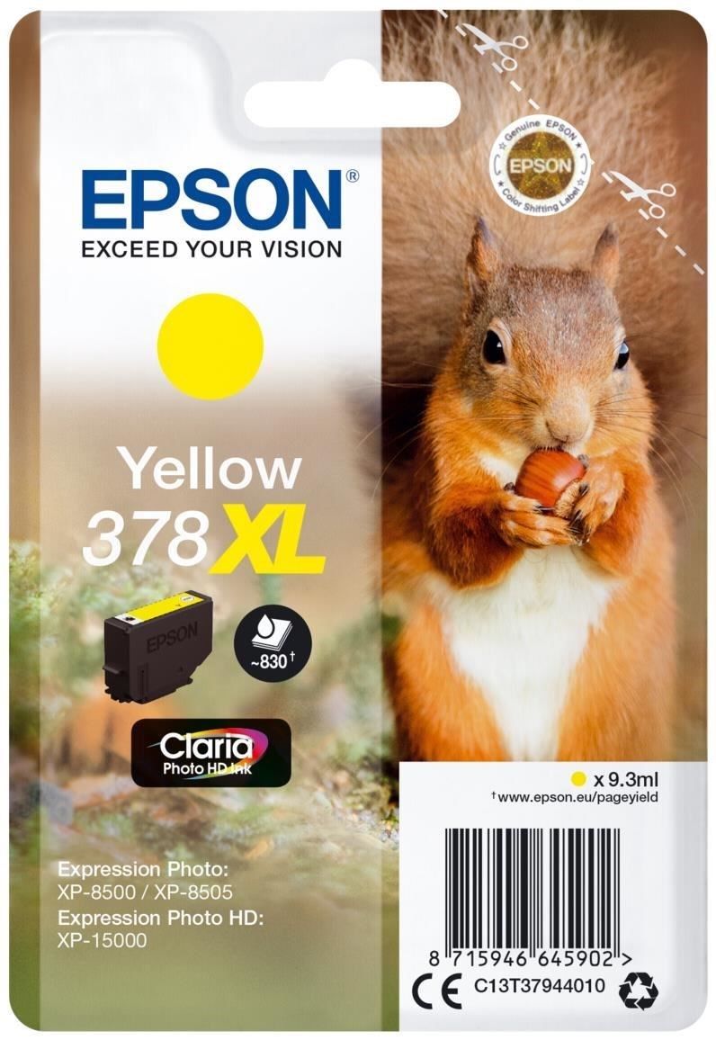 Epson D'origine Epson Expression Photo XP-8005 cartouche d'encre (378XL / C 13 T 37944010) jaune, 830 pages, 2,35 centimes par page, contenu: 9 ml