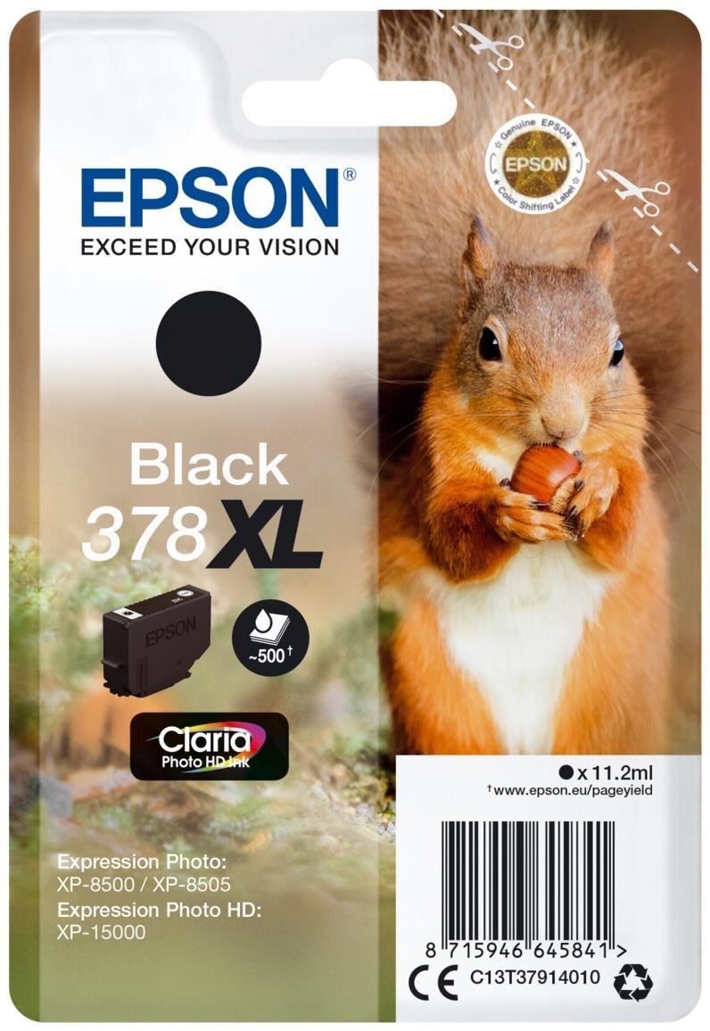 Epson D'origine Epson Expression Photo XP-8005 cartouche d'encre (378XL / C 13 T 37914010) noir, 500 pages, 3,62 centimes par page, contenu: 11 ml