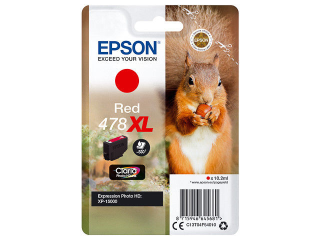 Epson D'origine Epson 478XL / C 13 T 04F54010 cartouche d'encre rouge, 830 pages, 2,35 centimes par page, contenu: 10 ml