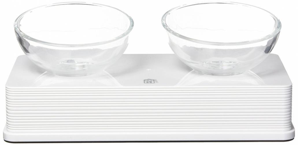 Gamelle double Catit Design Glass Diner blanc 2 x 200 mL