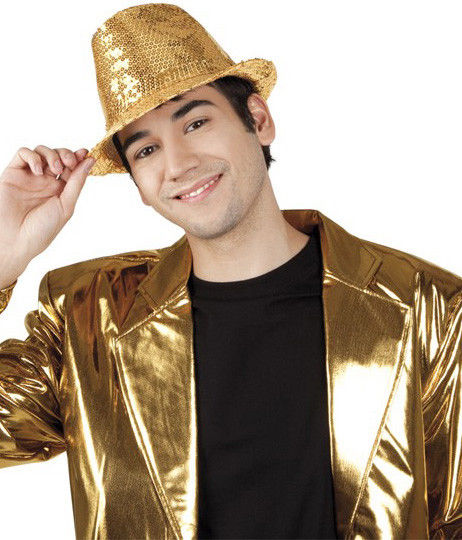 Chapeau borsalino a sequins dore adulte Taille Unique