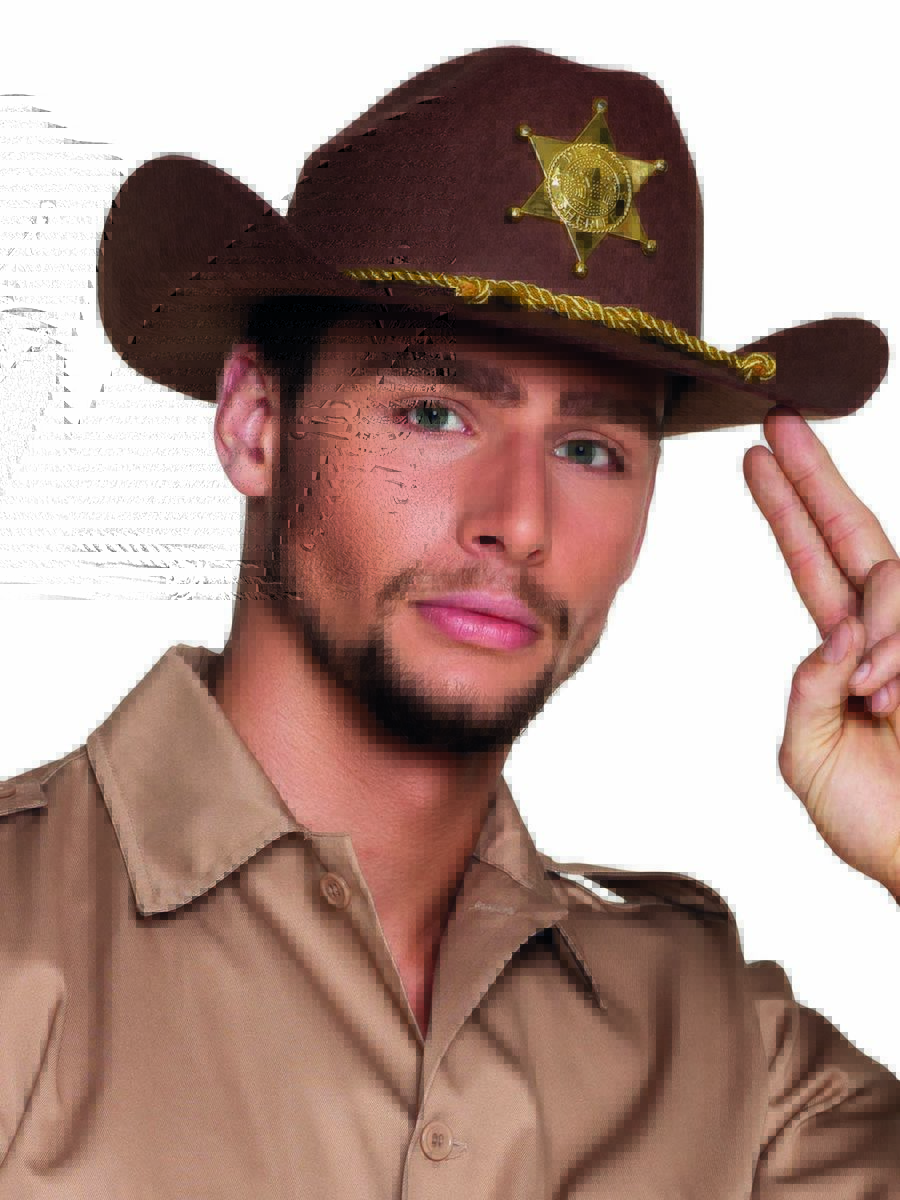 Chapeau De Sheriff - Boland - Accessoire De Deguisement - Marron - Étoile De Sheriff - Laniere Tressee Doree