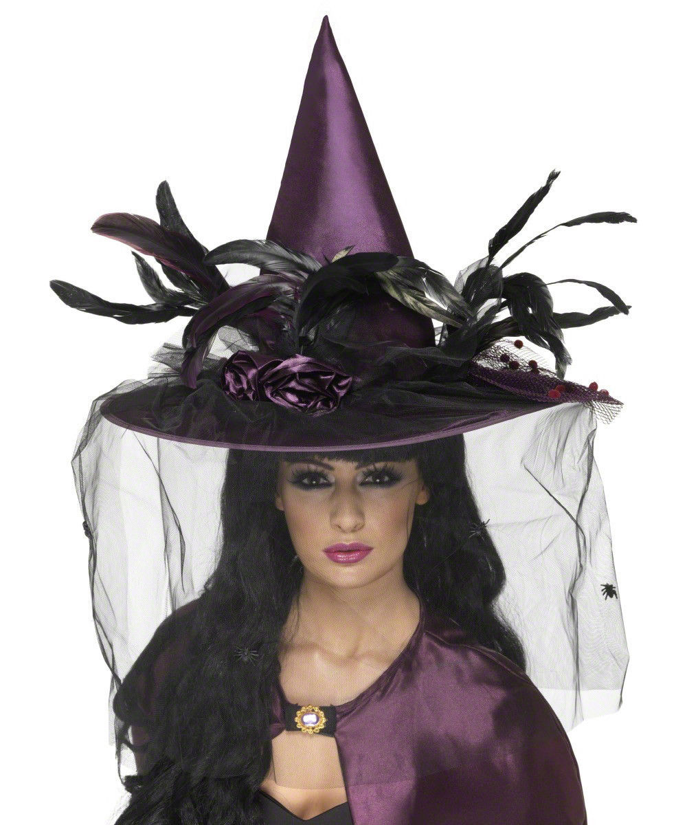 Chapeau sorciere luxe violet femme Halloween Taille Unique