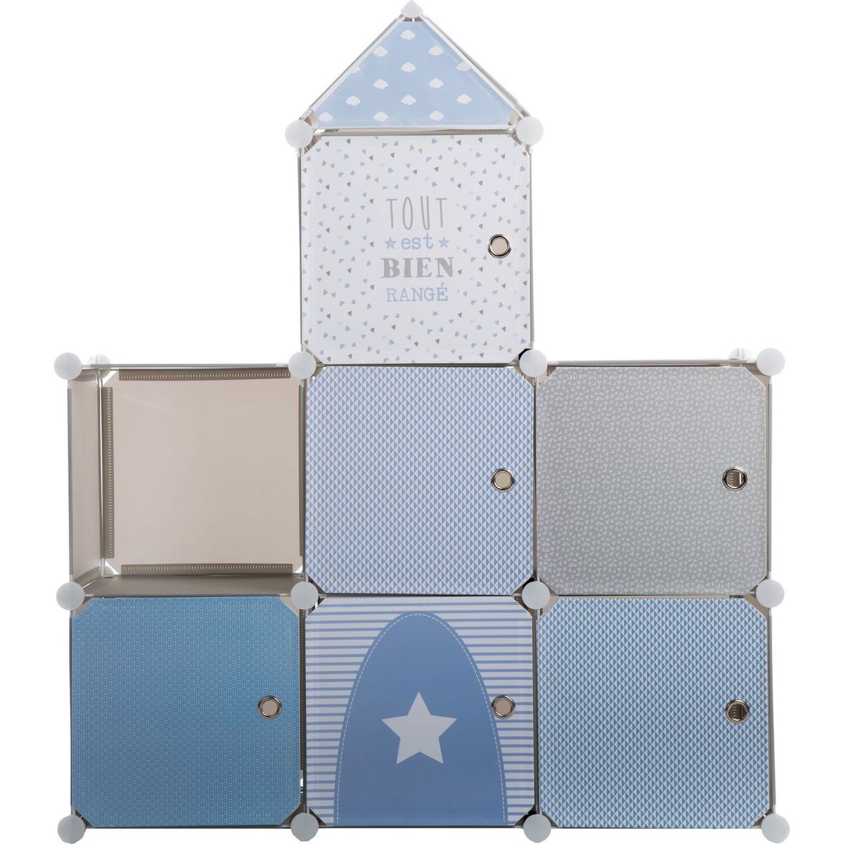 Atmosphera Kids Chateau de rangement -7 cases - Bleu