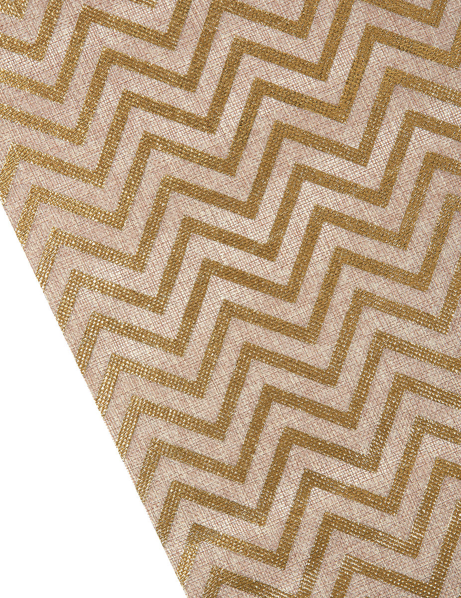 Chemin De Table Effet Naturel Imprime Chevrons Dores Taille Unique