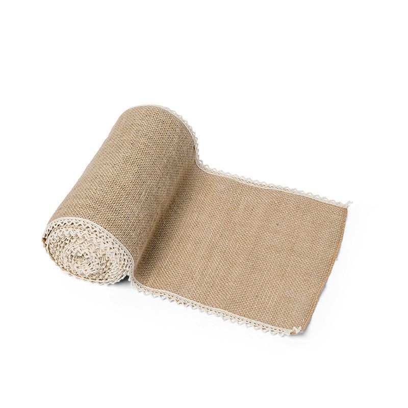Chemin De Table Jute Dentelle 20cmx5m  Beige Ivoire Creme Écru Naturel Taupe