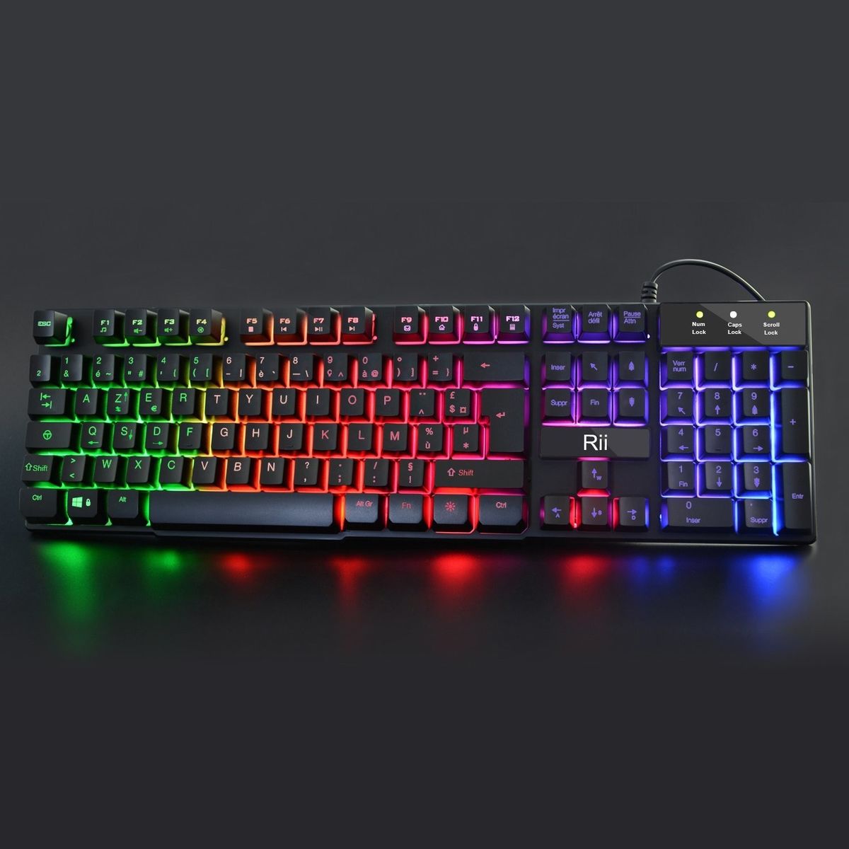 Clavier Rii Rk100 Retro Eclaire Led Azerty Filaire Usb 5 Couleurs