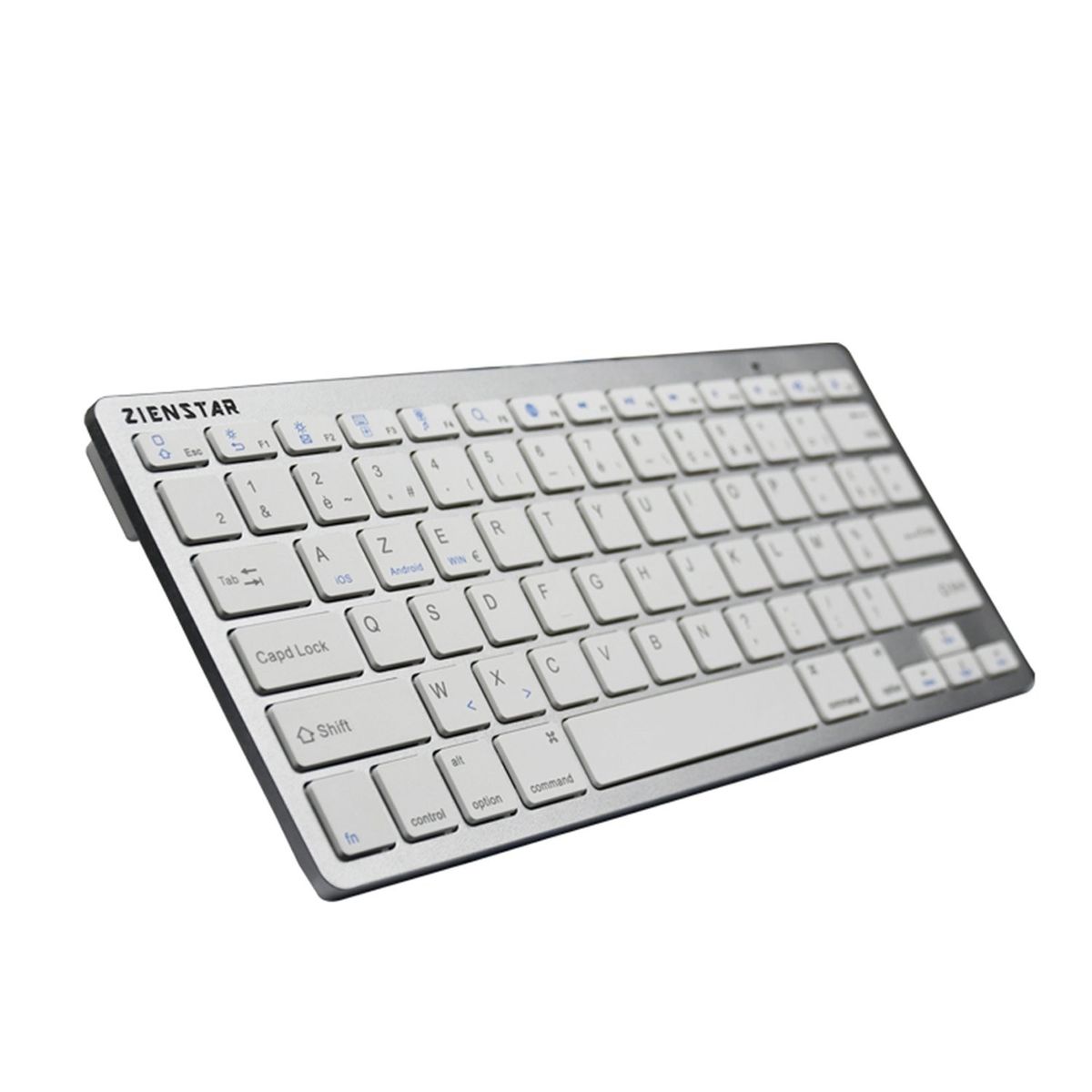 Zienstar Clavier Bluetooth Sans Fil Ultra Mince Tablettes Android Ipad Iphone Windows Tablet Azerty Layout Blanc Argente
