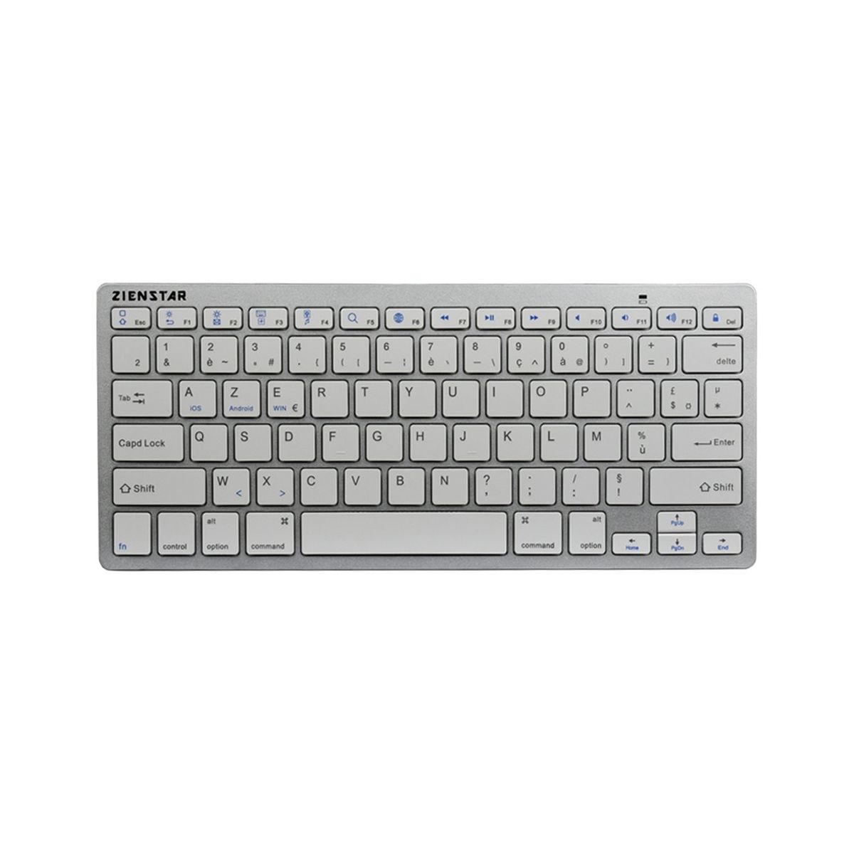 Zienstar Clavier Bluetooth Sans Fil Ultra Mince Tablettes Android Ipad Iphone Windows Tablet Azerty Layout Blanc Argente