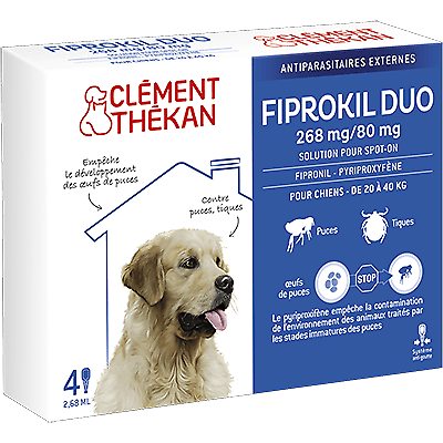 Parapharmacie En Ligne  Veterinaire  Produits Anti-parasites Pour Animaux Clement Thekan Fiprokil Duo Chien 268 Mg/80 Mg 2,68 Ml Pipettes X 4