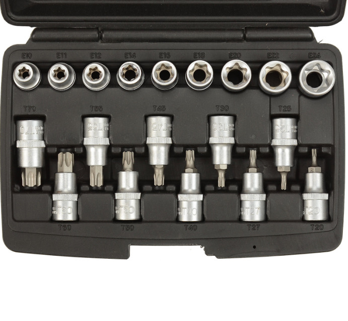 Coffret De Douilles Et Embouts De Vissage Kraftmann E10 A E24 Acier Chrome Vanadium 19 Pieces