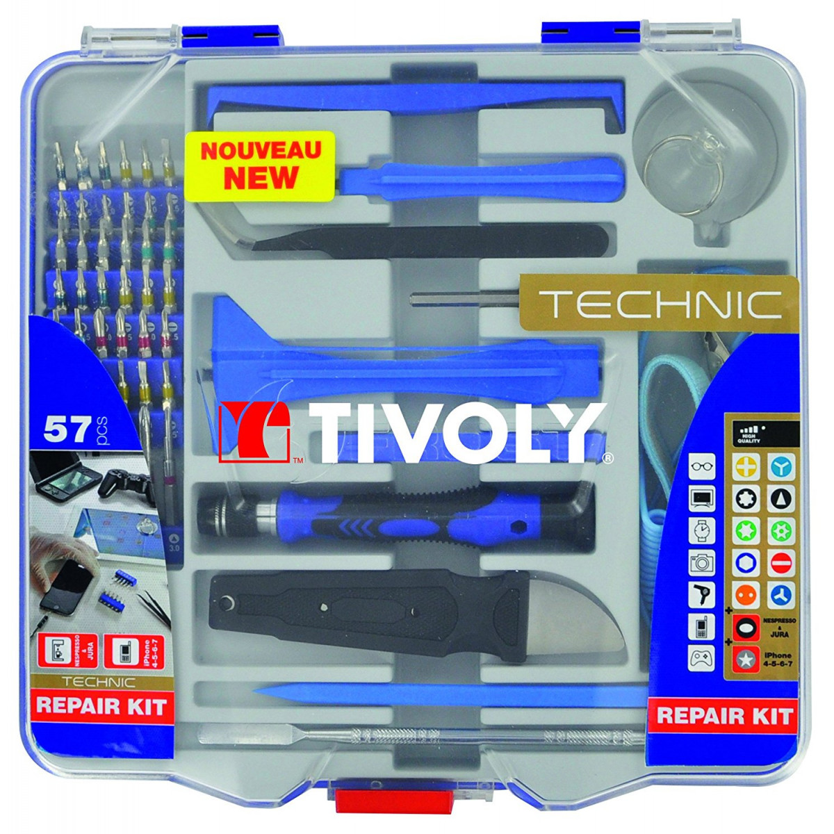 Coffret Tivoly 57 Pieces Kit Reparation Smartphone Et Micro Reparations