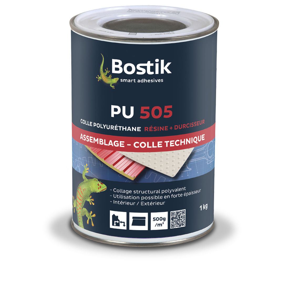 Colle polyurethane bi-composante multi-usages PU 505 pot de 1 litres
