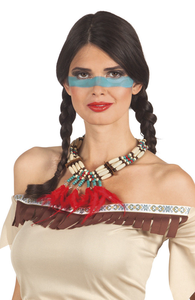 Collier indien avec plumettes rouges femme Taille Unique
