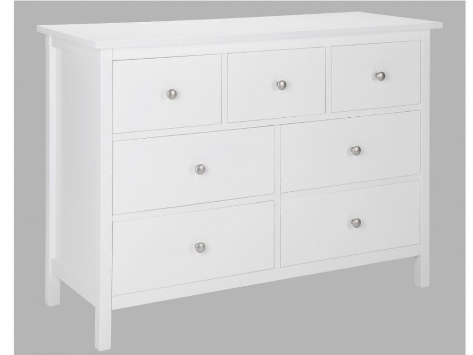 Commode ALBANE 7 tiroirs Pin blanc