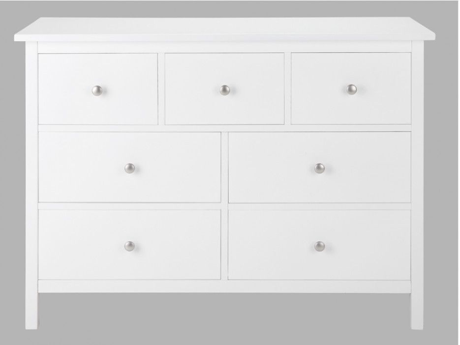 Commode Albane Albane 7 Tiroirs Pin Blanc Bois Panneaux De Particules
