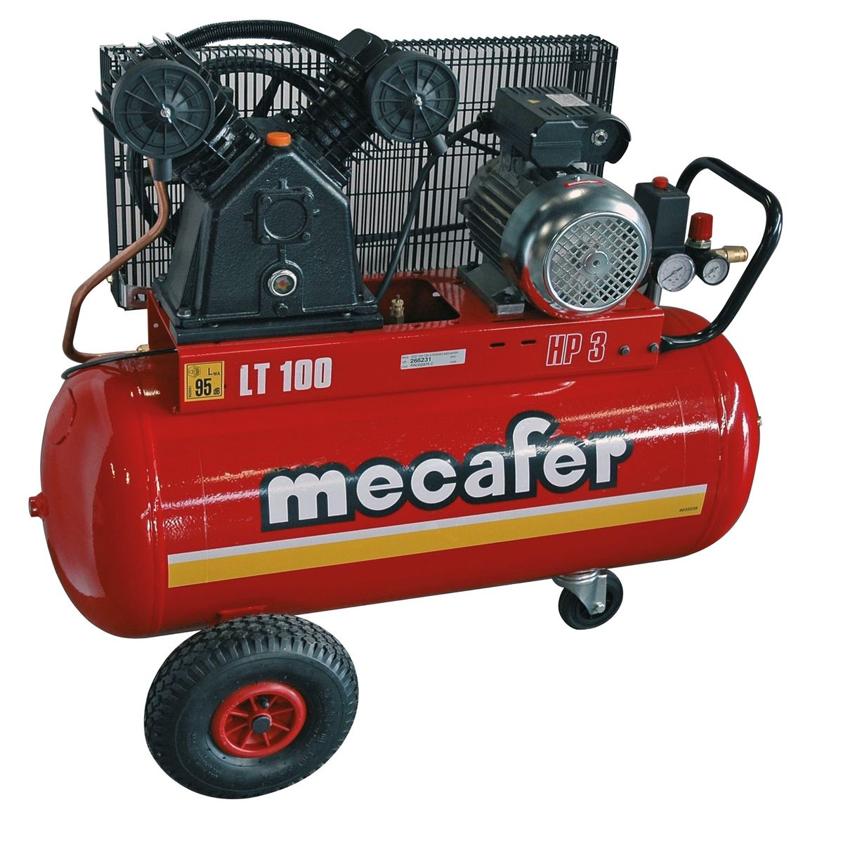 Mecafer Compresseur 100l 3cv 10 Bars Bicylindre V Fonte