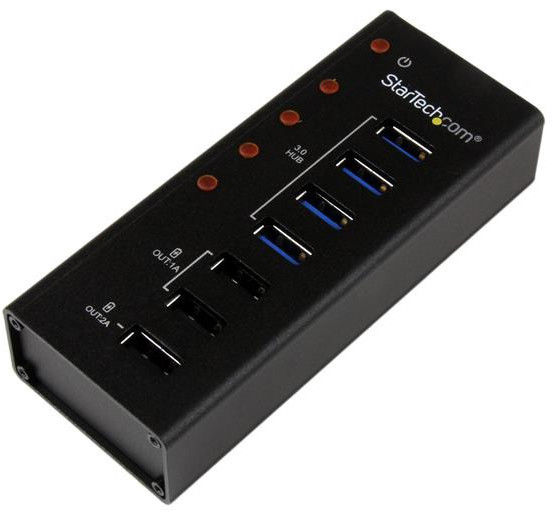 StarTech.com Hub USB 3.0 Alimente de 4 ports avec Station de Recharge de 3 ports USB (2x 1A, 1x 2A) - Boitier a Fixation Murale