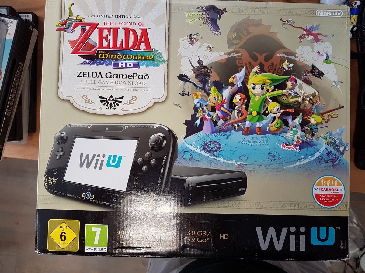 Nintendo Wii U Limited Edition Legend Of Zelda Windwaker Hd Deluxe Bundle Premium Pack Console De Jeux Full Hd 1080i Hd 480p 480i Noir The Legend Of Zelda Wind Waker Hd